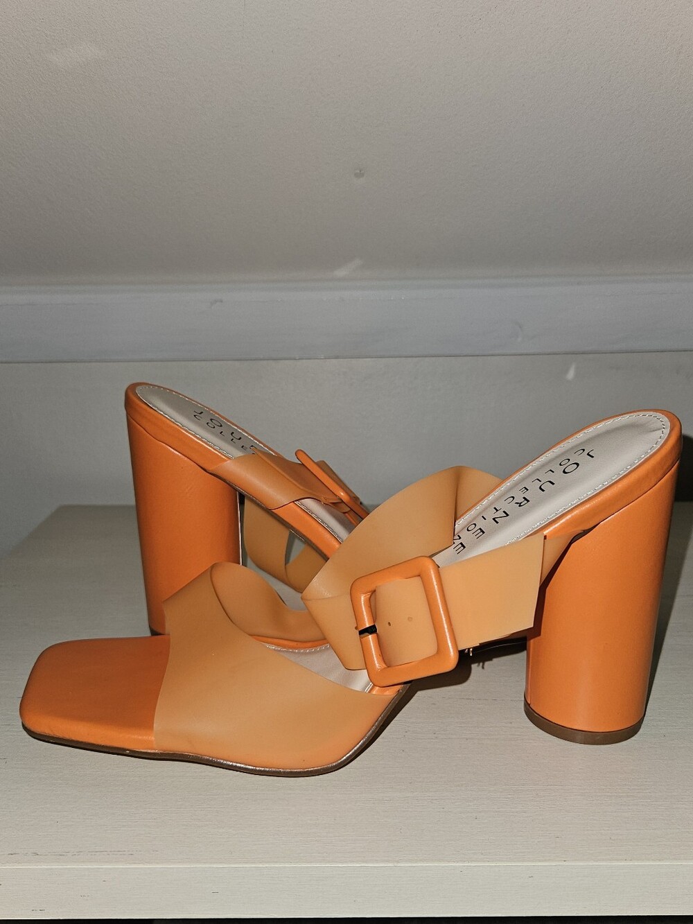Journee Collection Orange Square-Toe Block Heel Sandals